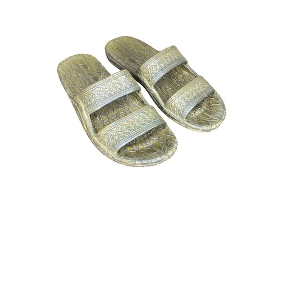 Pali Hawaii Soft Rubber Flip Flops Sandals Beach slip on textured green/brown  7 - Picture 9 of 9